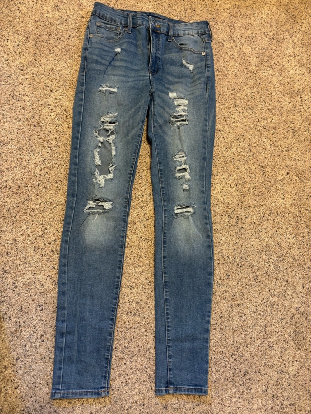 Aeropostale Distressed Skinny Jeans - Blue Wash